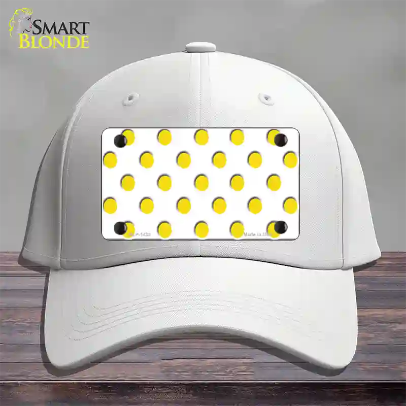 Yellow White Polka Dot Novelty License Plate Hat Cotton / White