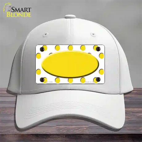 Yellow White Polka Dot Yellow Center Oval Novelty License Plate Hat Cotton / White