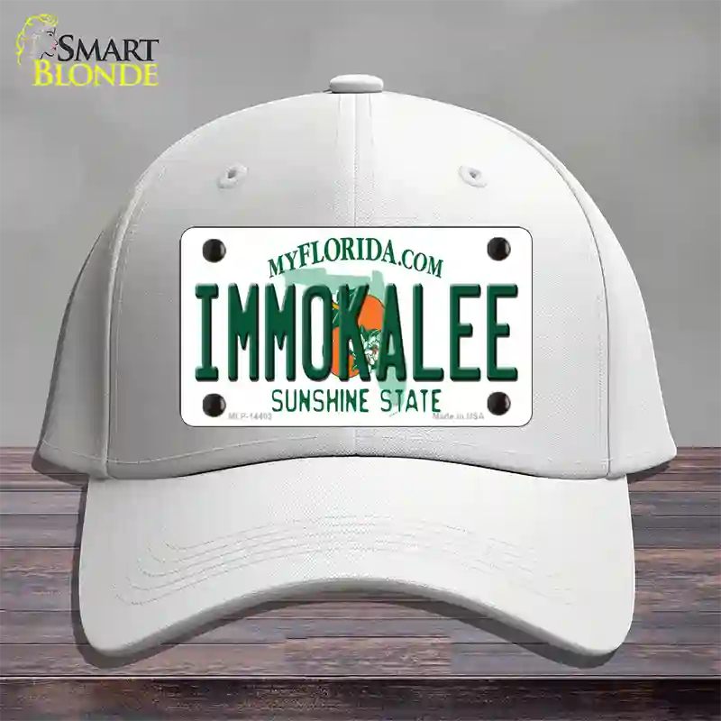 Immokalee Florida Novelty License Plate Hat Cotton / White