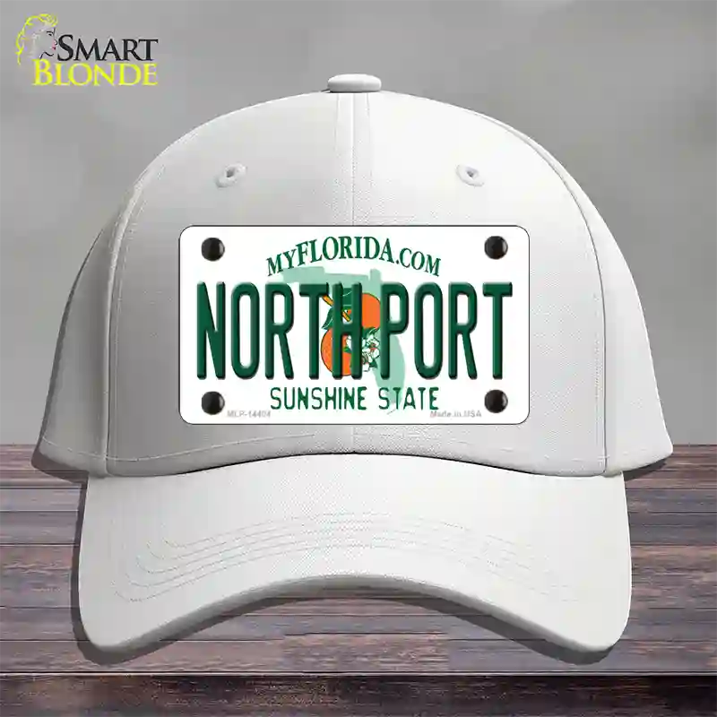 North Port Florida Novelty License Plate Hat Cotton / White