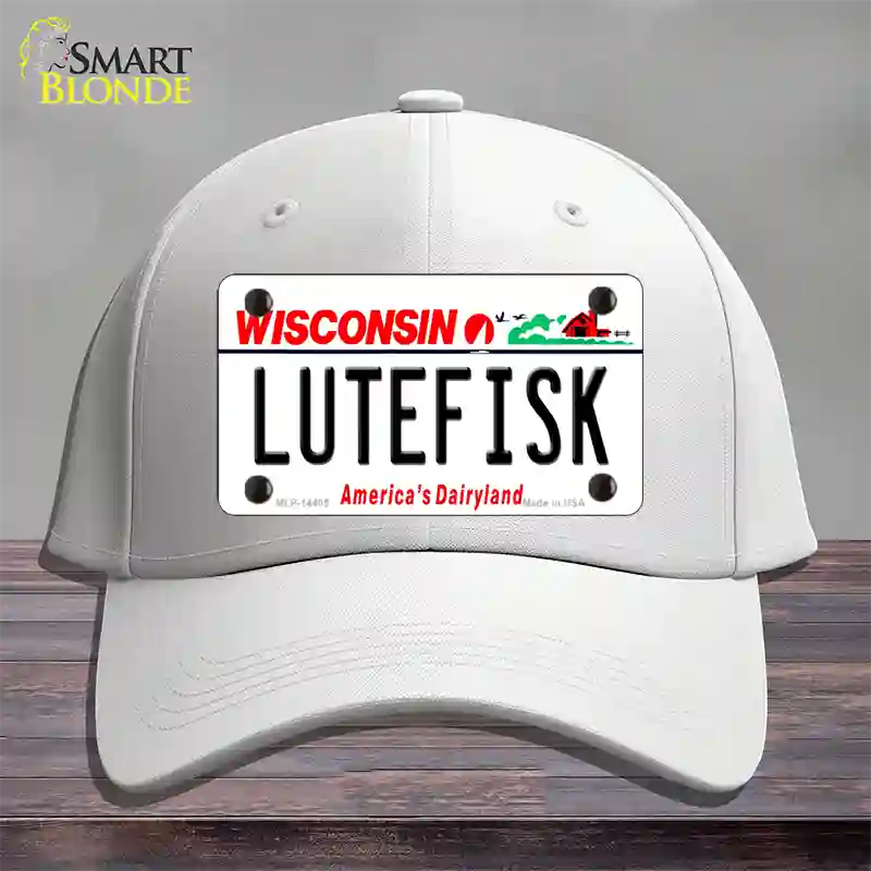 Lutefisk Wisconsin Novelty License Plate Hat Cotton / White