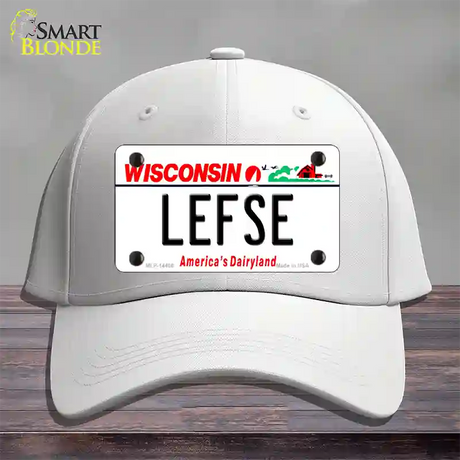 Lefse Wisconsin Novelty License Plate Hat Cotton / White