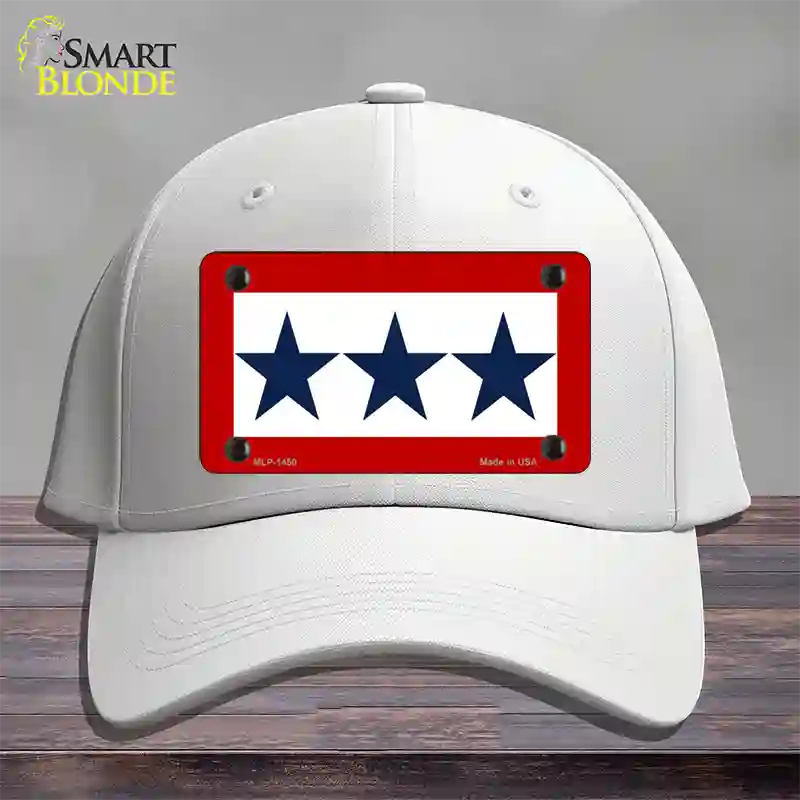 Blue Star Three Novelty License Plate Hat Cotton / White