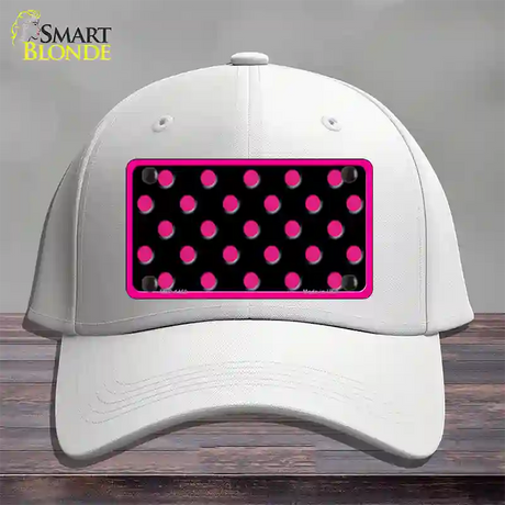 Pink Black Polka Dot Novelty License Plate Hat Cotton / White