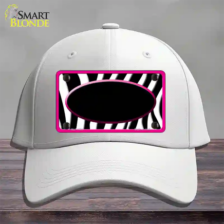 Black White Pink Zebra Center Oval Novelty License Plate Hat Cotton / White