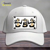 See Hear Speak Monkey Novelty License Plate Hat Cotton / White