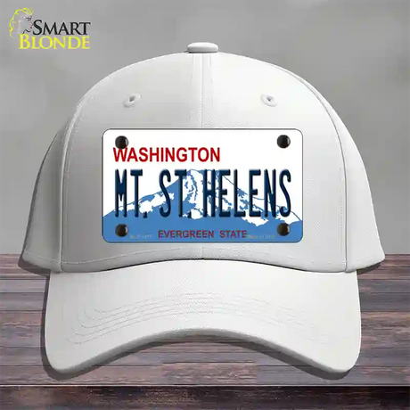 Mt St Helens Washington Novelty License Plate Hat Cotton / White