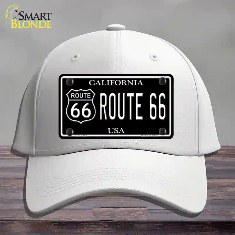 Route 66 California Black Novelty License Plate Hat Cotton / White