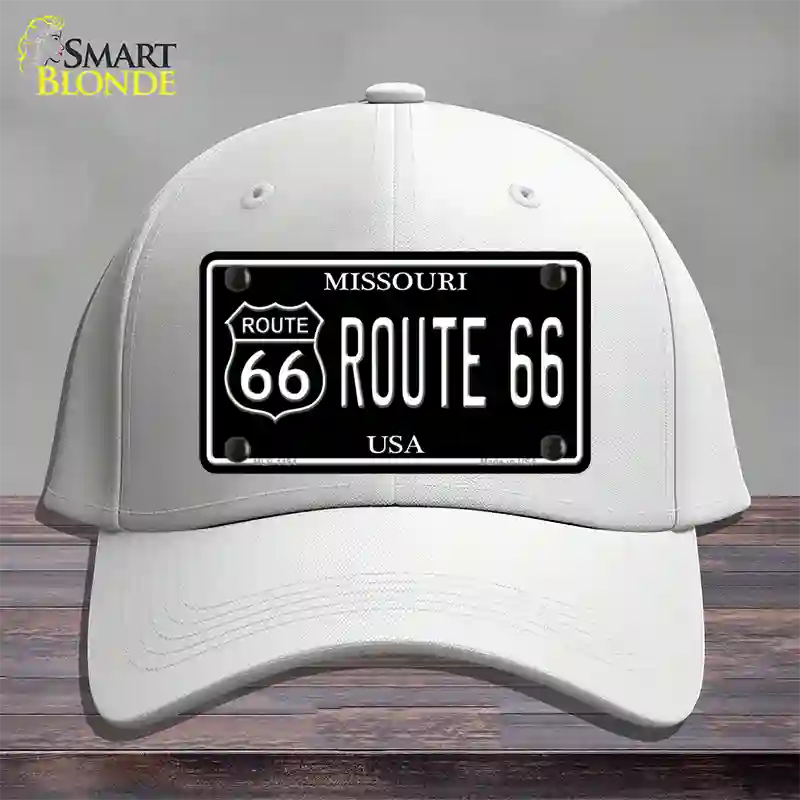 Route 66 Missouri Black Novelty License Plate Hat Cotton / White