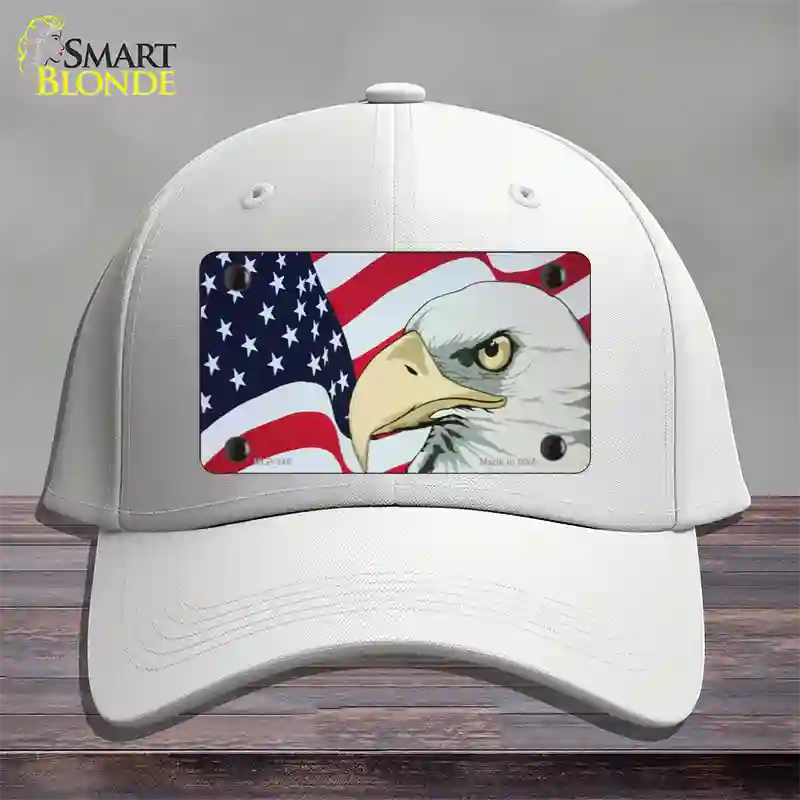 American Flag With Eagle Novelty License Plate Hat Cotton / White