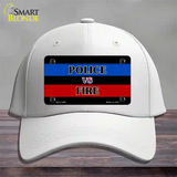 Police Vs. Fire Novelty License Plate Hat Cotton / White