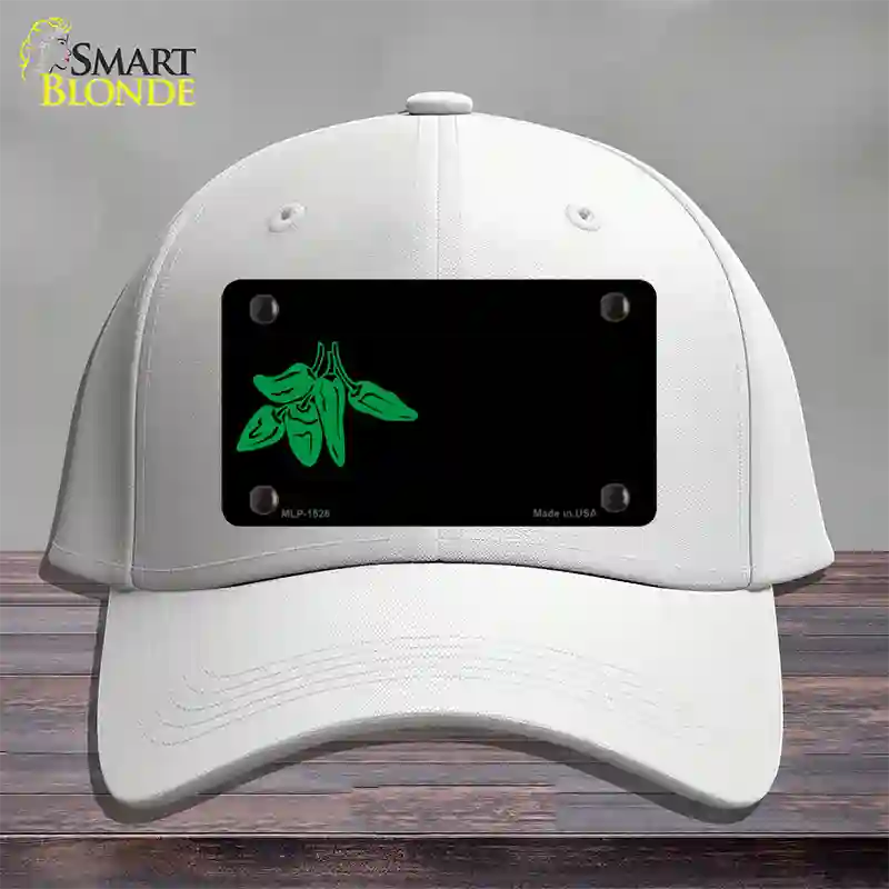 Green Chili Offset Novelty License Plate Hat Cotton / White