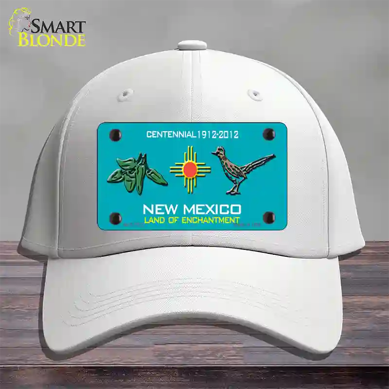 Green Chili & Road Runner New Mexico Novelty License Plate Hat Cotton / White