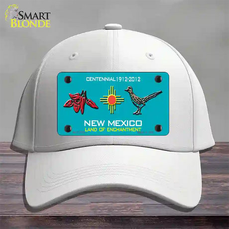 Red Chili & Road Runner New Mexico Teal Novelty License Plate Hat Cotton / White