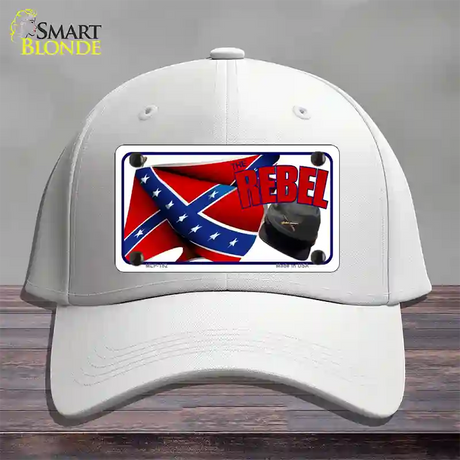 Rebel Cap And Flag Novelty License Plate Hat Cotton / White