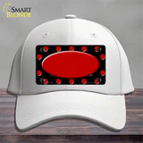 Red Black Polka Dot Red Center Oval Novelty License Plate Hat Cotton / White