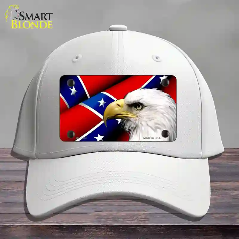 Confederate Flag Eagle Novelty License Plate Hat Cotton / White