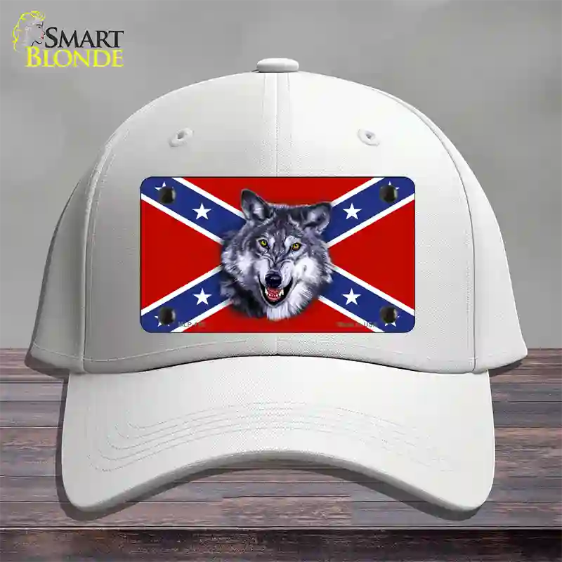 Confederate Flag Wolf Novelty License Plate Hat Cotton / White