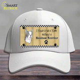 Pencil Sketch Boston Terrier Novelty License Plate Hat Cotton / White