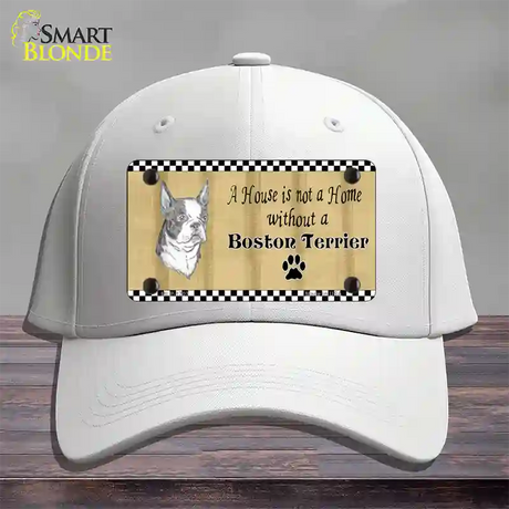 Pencil Sketch Boston Terrier Novelty License Plate Hat Cotton / White