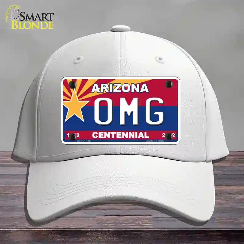 Arizona Centennial OMG Novelty License Plate Hat Cotton / White