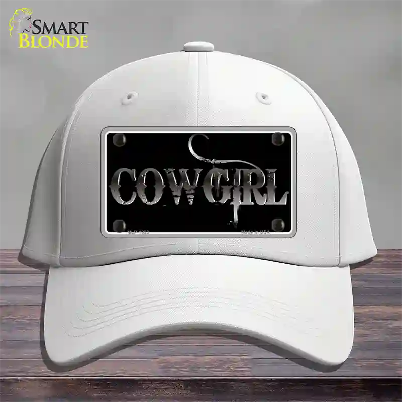 Cowgirl Black Novelty License Plate Hat Cotton / White