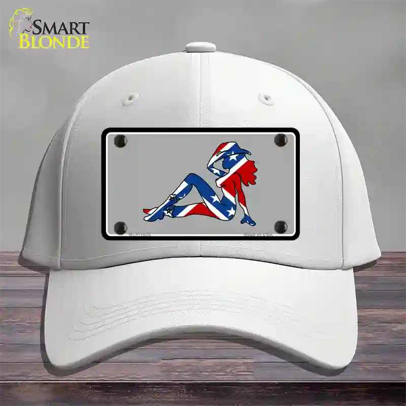 Confederate Flag Mud Flap Girl Novelty License Plate Hat Cotton / White