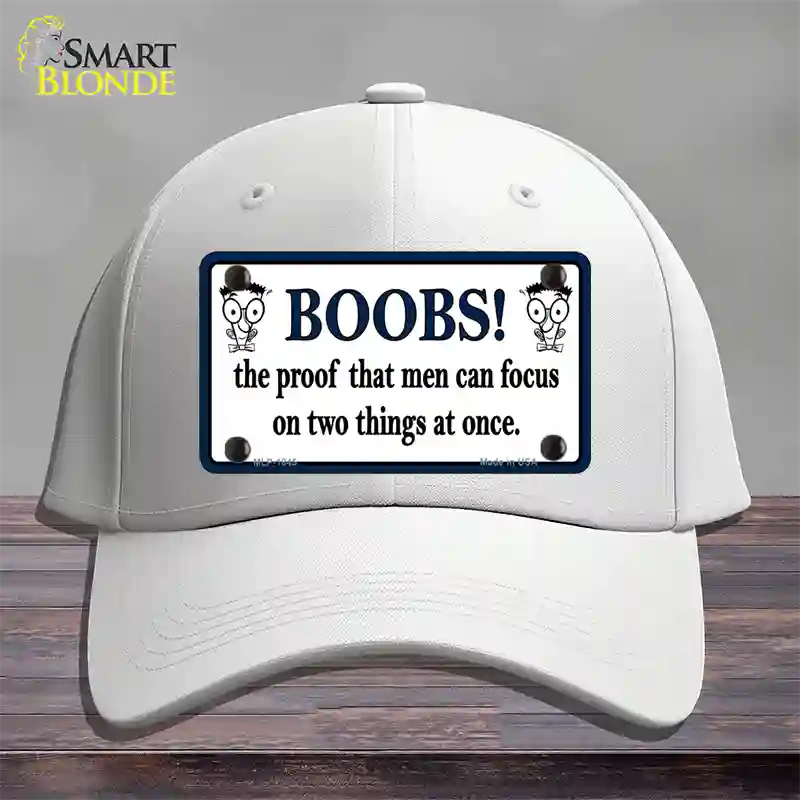 Boobs Proof Novelty License Plate Hat Cotton / White