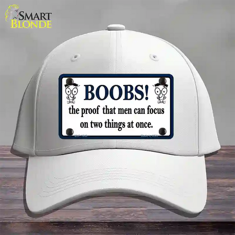 Boobs Proof Novelty License Plate Hat Cotton / White