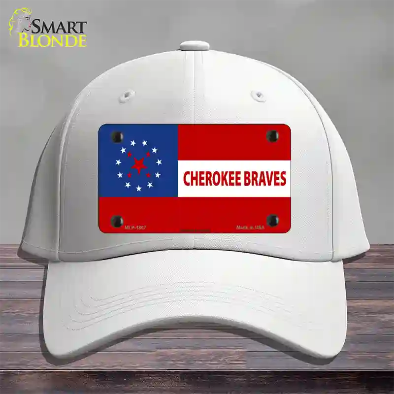 Cherokee Braves Flag Novelty License Plate Hat Cotton / White