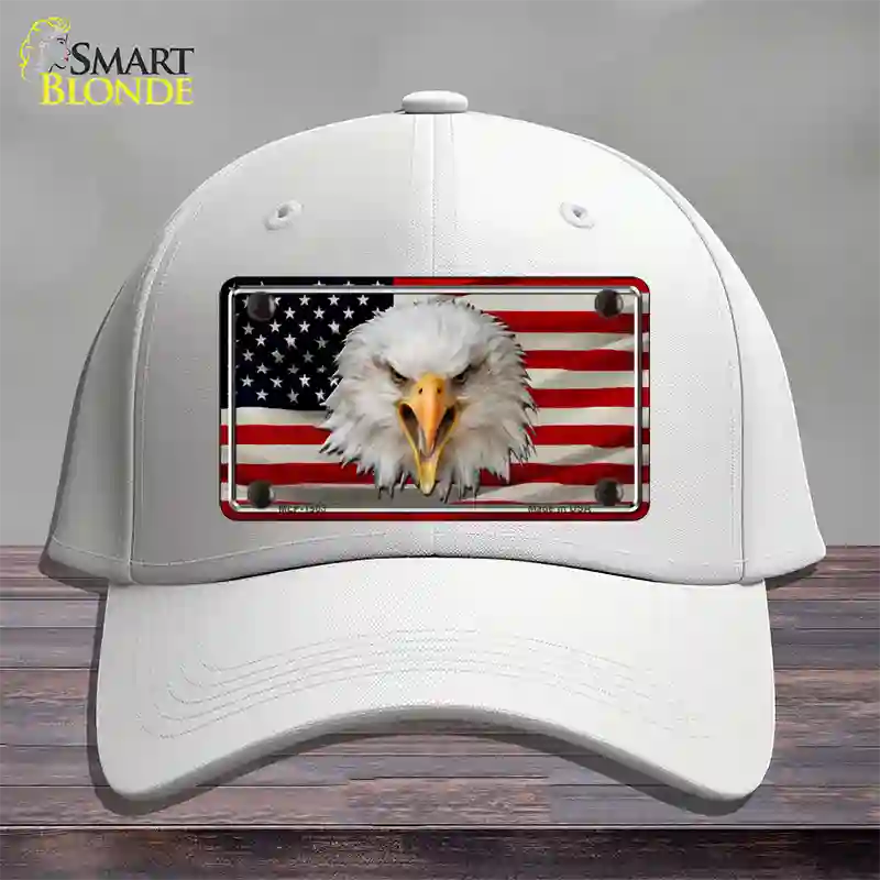 USA Eagle Novelty License Plate Hat Cotton / White