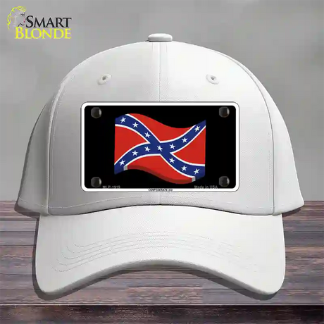 Confederate 3-D Flag Novelty License Plate Hat Cotton / White