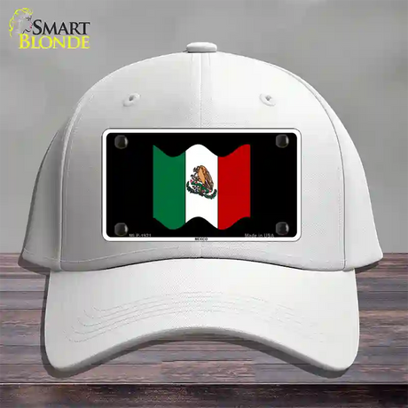 Mexico Waving Flag Novelty License Plate Hat Cotton / White