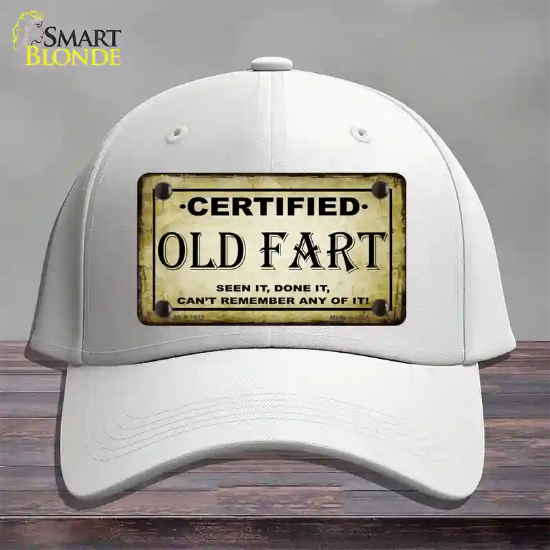 Certified Old Fart Novelty License Plate Hat Cotton / White