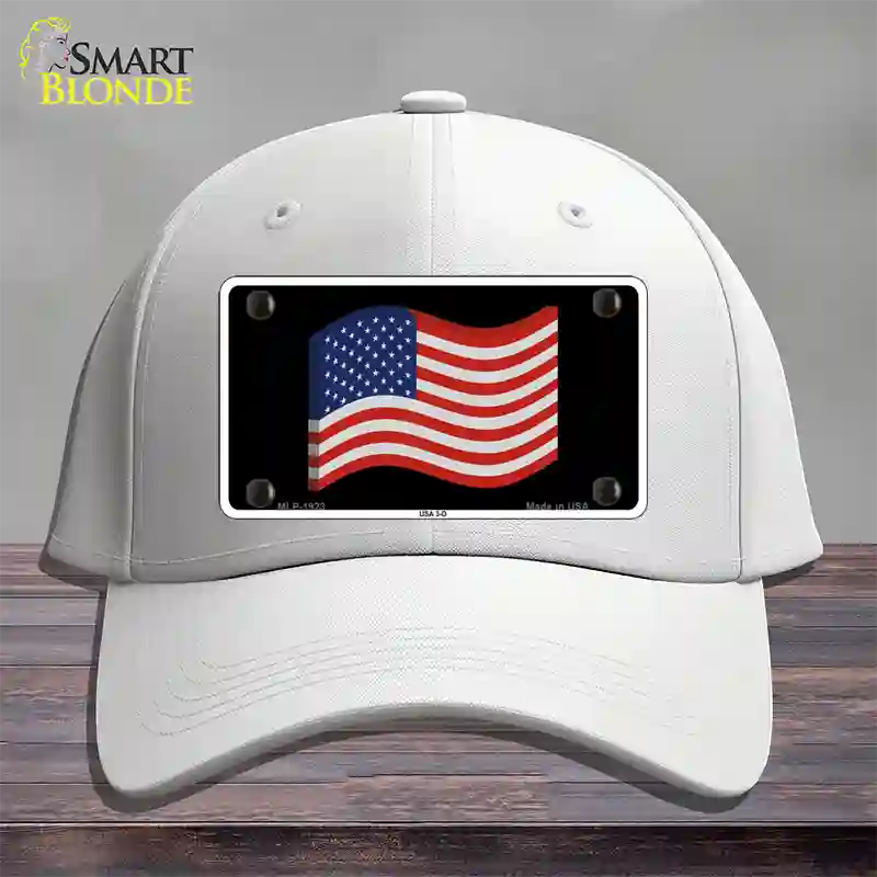 USA 3-D Flag Novelty License Plate Hat Cotton / White