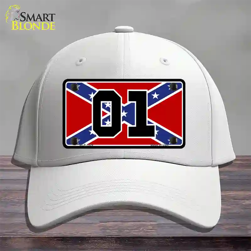 Confederate Flag 01 Novelty License Plate Hat Cotton / White