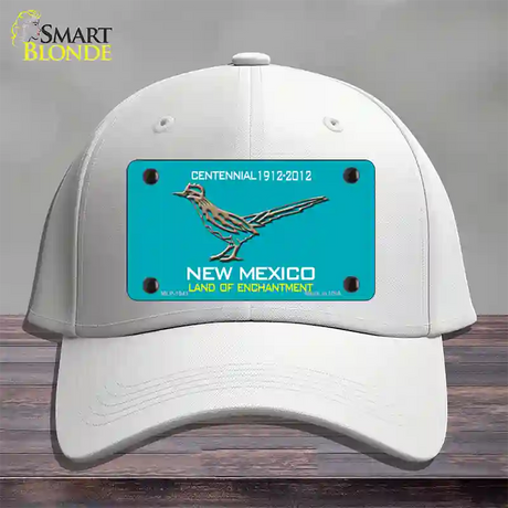 Road Runner Teal New Mexico Novelty License Plate Hat Cotton / White