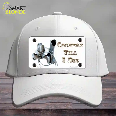 Country Till I Die Novelty License Plate Hat Cotton / White