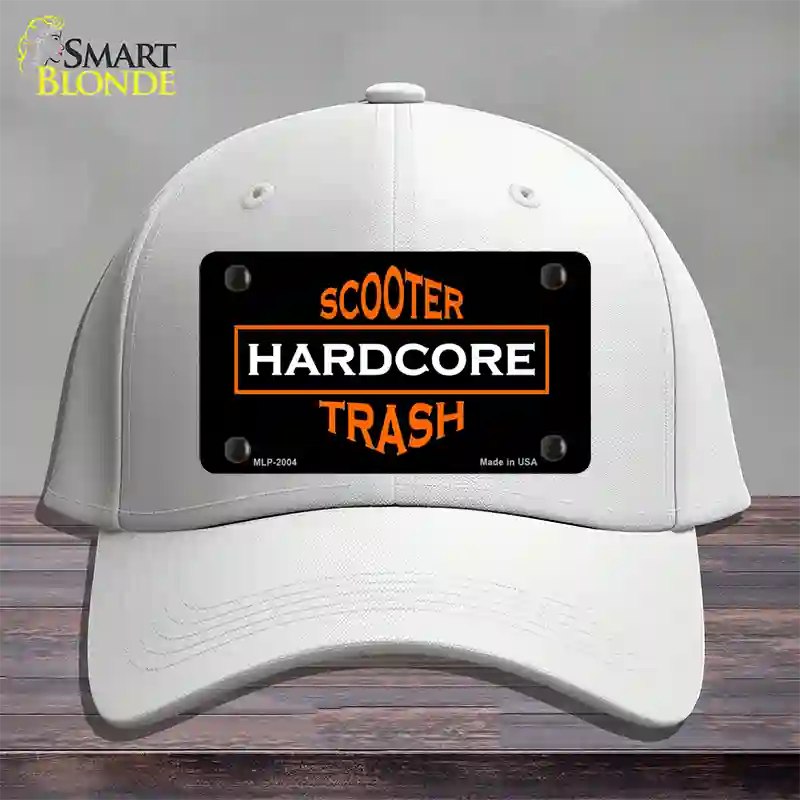 Hardcore Scooter Trash Black Novelty License Plate Hat Cotton / White