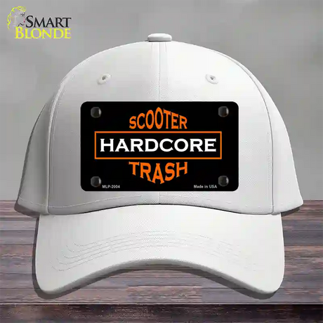 Hardcore Scooter Trash Black Novelty License Plate Hat Cotton / White