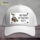 She Thinks My Tractors Sexy White Novelty License Plate Hat Cotton / White