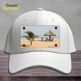 Tropical Beach Setting Novelty License Plate Hat Cotton / White