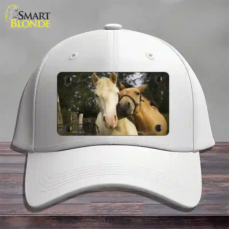 Horses Sweet On Each Other Novelty License Plate Hat Cotton / White