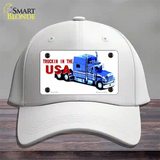 Trucking In The USA Novelty License Plate Hat Cotton / White