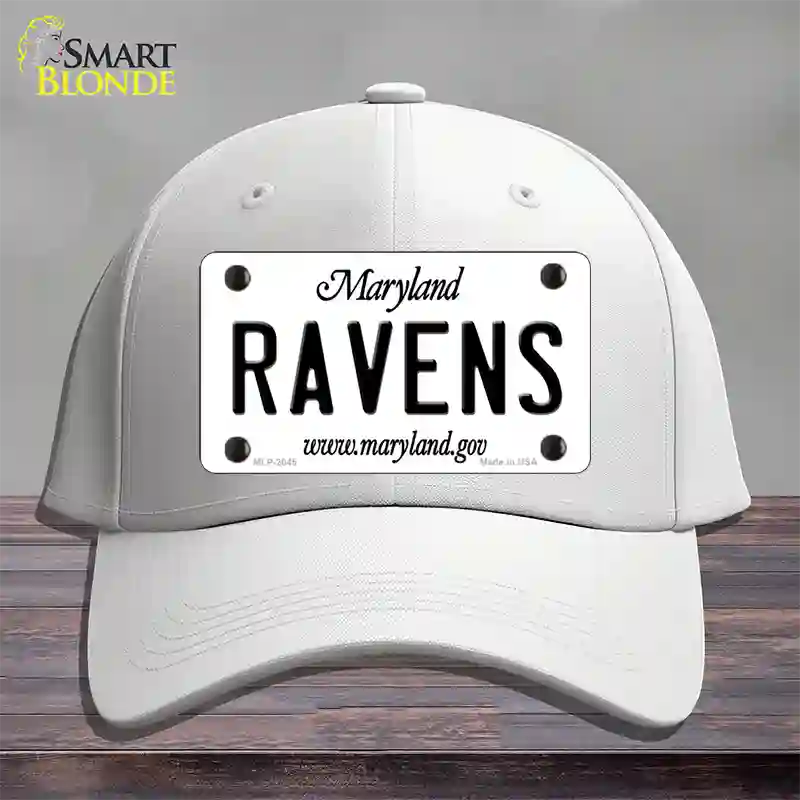 Ravens Maryland State Novelty License Plate Hat Cotton / White