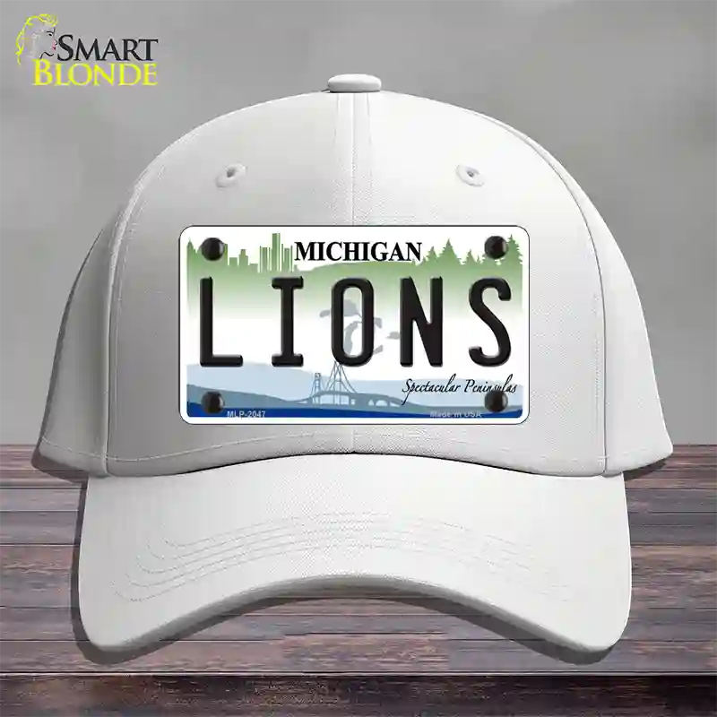 Lions Michigan State Novelty License Plate Hat Cotton / White