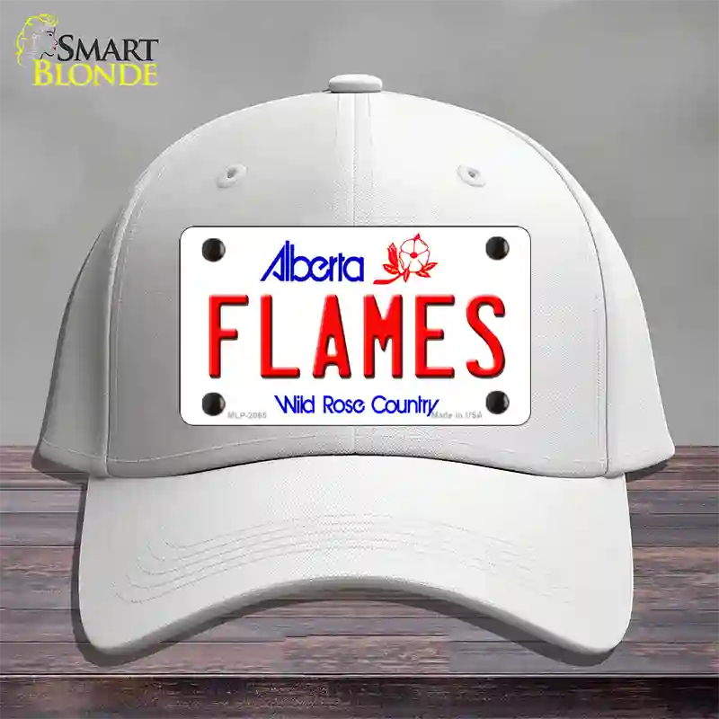 Flames Alberta Canada Province Novelty License Plate Hat Cotton / White