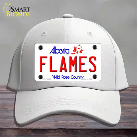 Flames Alberta Canada Province Novelty License Plate Hat Cotton / White