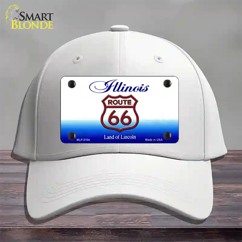 Route 66 Shield Illinois Novelty License Plate Hat Cotton / White