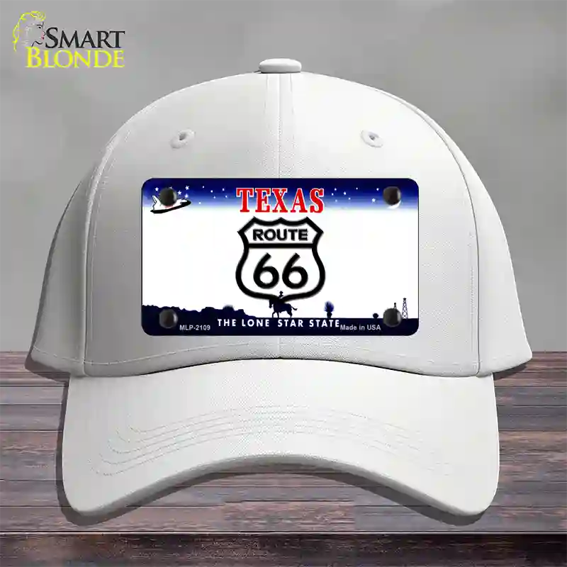 Route 66 Shield Texas Novelty License Plate Hat Cotton / White